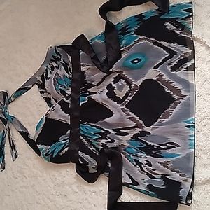 3 for $10.00 🍒 Studio 1940-black, gray, teal, white halter top.